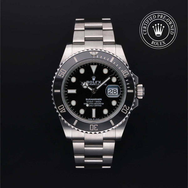 Rolex Certified Pre-owned Submariner M126610LN-0001 front on black background