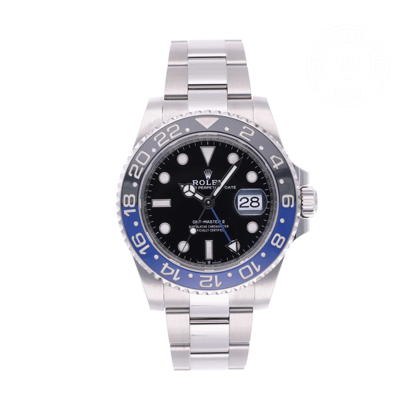 Rolex Certified Pre-owned GMT M126710BLNR-0003 front on white background