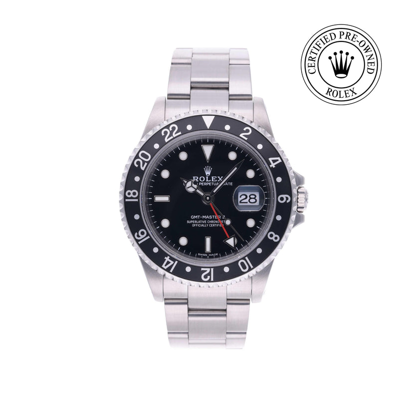 Rolex CPO GMT M16710LN front on white background