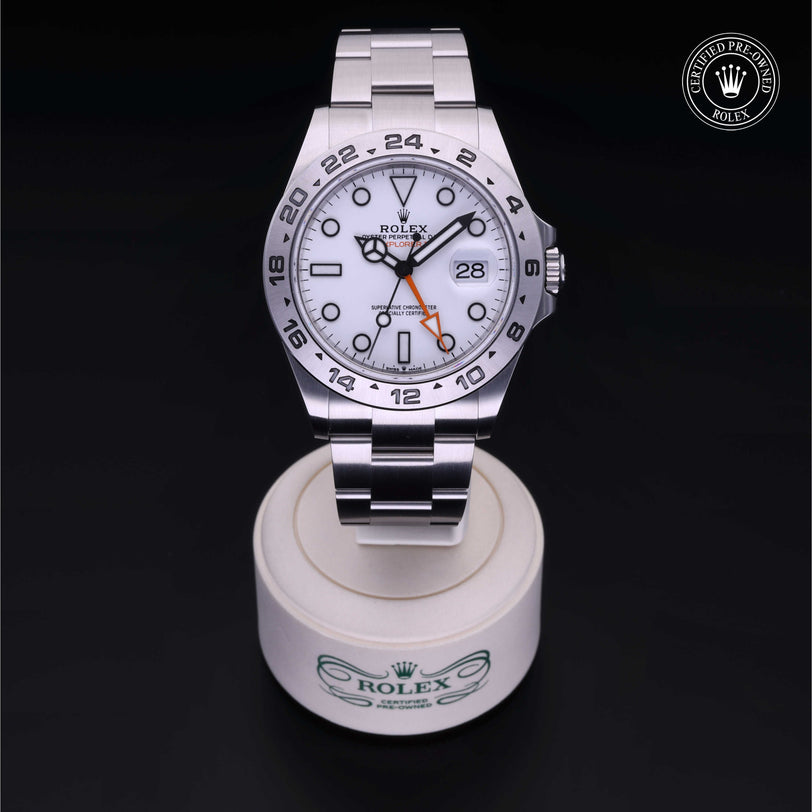 Rolex Certified Pre-owned Explorer M226570-0001 front on black background