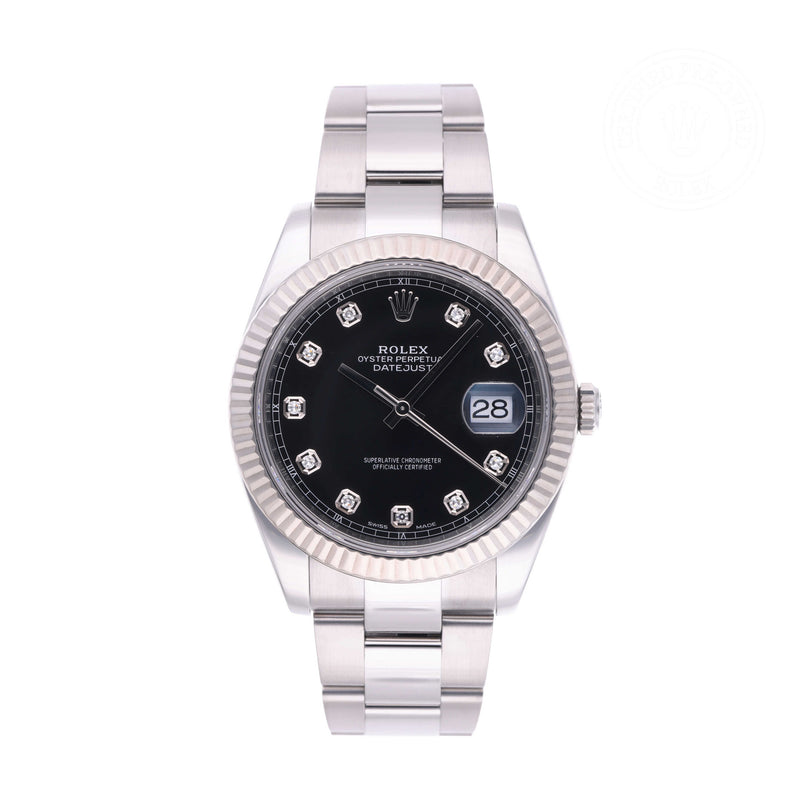 Rolex Certified Pre-owned Datejust M126334-0011 front on white background