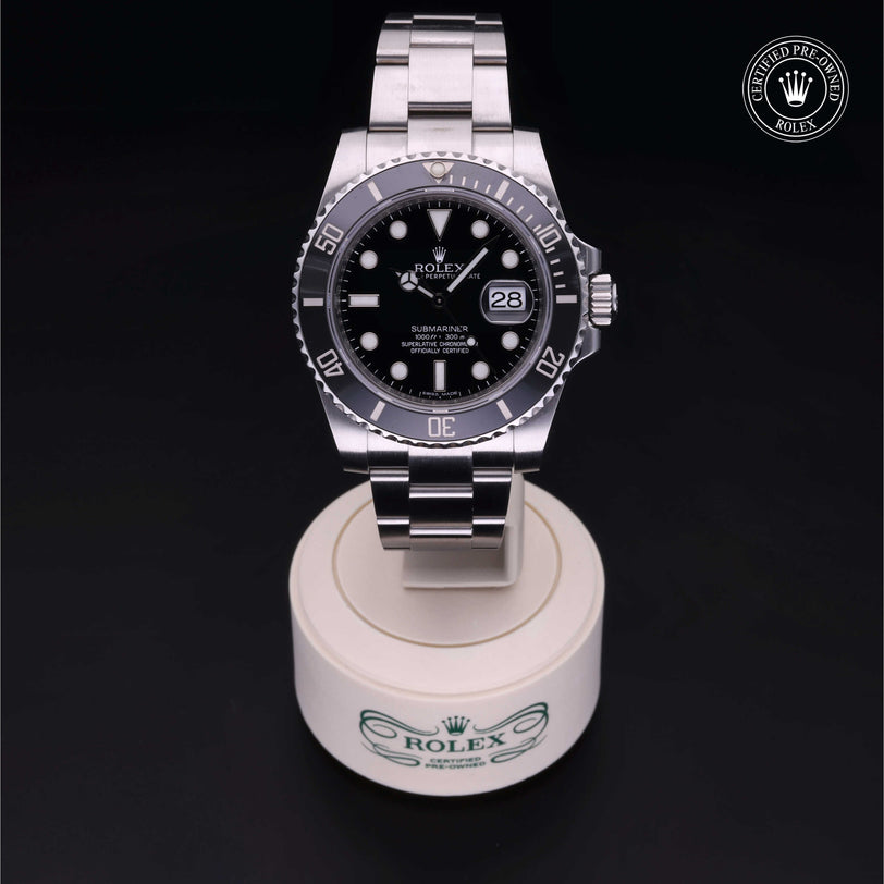 Rolex Certified Pre-owned Submariner M116610LN-0001 front on black background