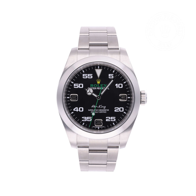 Rolex Certified Pre-owned Air-King M116900-0001 front on white background