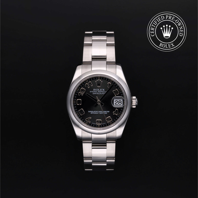 Rolex Certified Pre-owned Lady Datejust M178240-0011 front on black background
