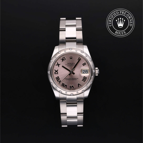 Rolex Certified Pre-owned Lady Datejust M178344-0012 front on black background