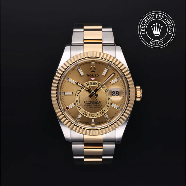 Rolex Certified Pre-owned Sky-Dweller M326933-0001 front on black background
