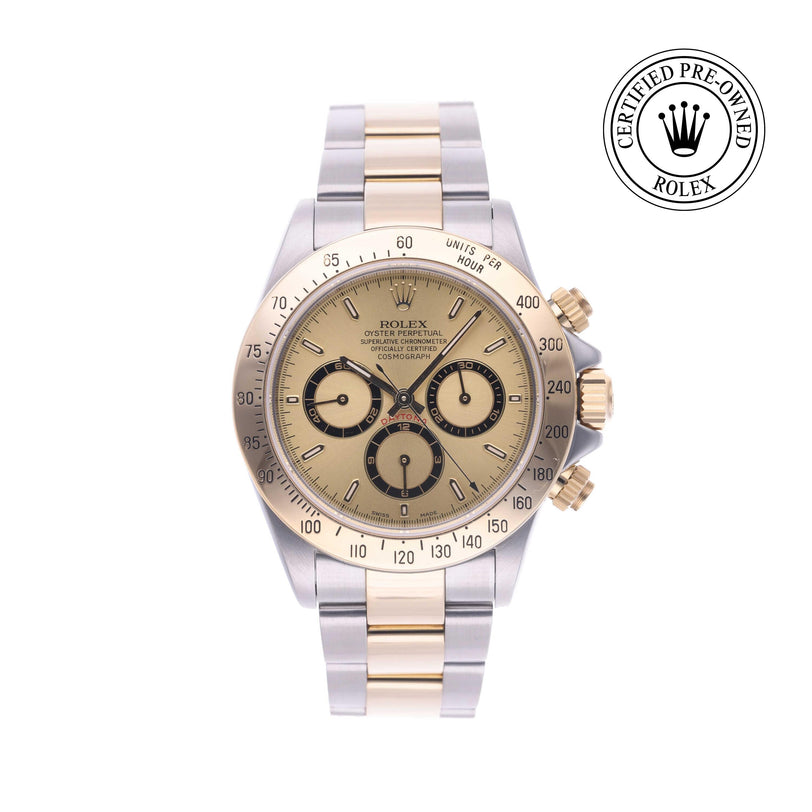 Rolex Certified Pre-owned Daytona M16523-0002 front on white background