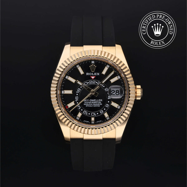 Rolex Certified Pre-owned Sky-Dweller M326238-0009 front on black background