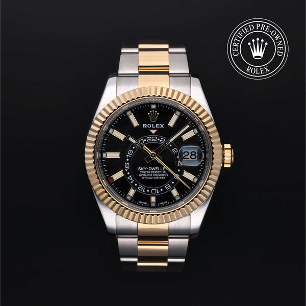 Rolex Certified Pre-owned Sky-Dweller M326933-0002 front on black background