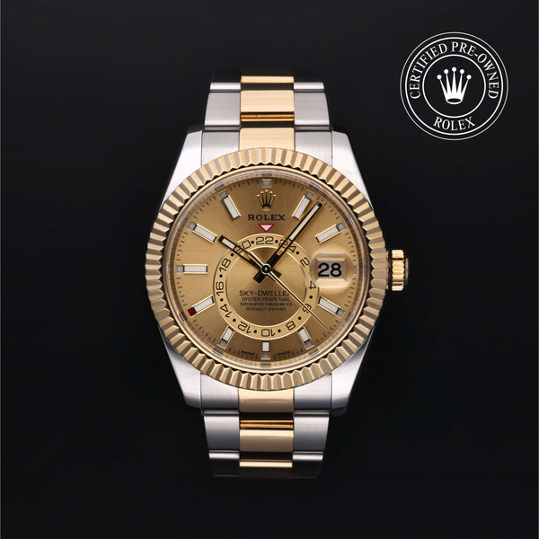 Rolex Certified Pre-owned Sky-Dweller M326933-0001 front on black background