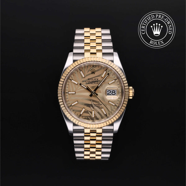 Rolex Certified Pre-owned Datejust M126233-0037 front on black background