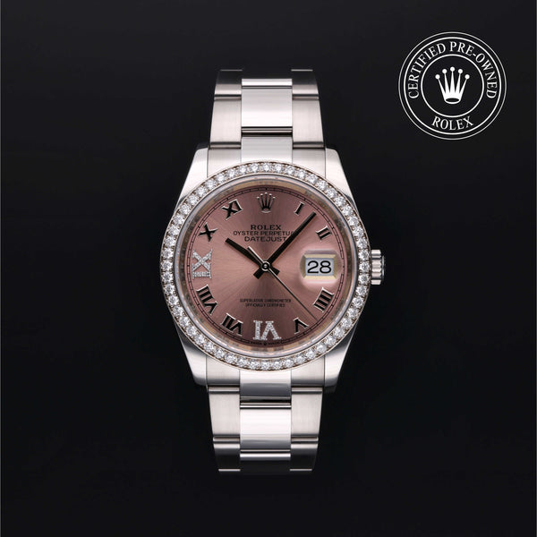 Rolex Certified Pre-owned Datejust M126284RBR-0024 front on black background