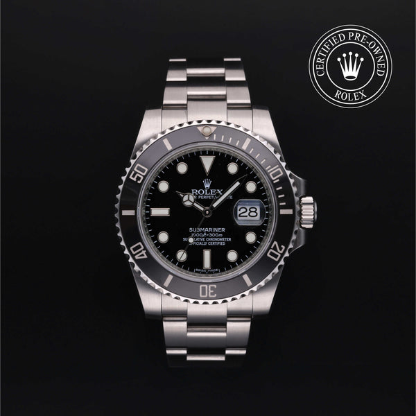 Rolex Certified Pre-owned Submariner M116610LN-0001 front on black background