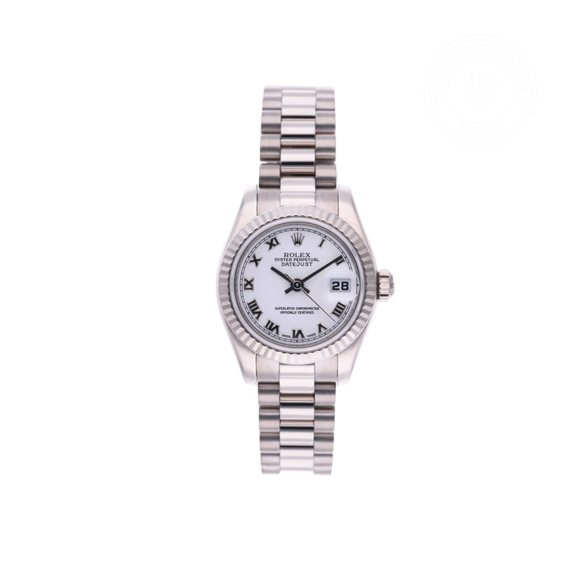 Rolex Certified Pre-owned Lady Datejust M179179-0003 front on white background