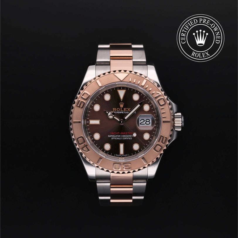 Rolex Certified Pre-owned Yacht-Master M116621-0001 front on black background