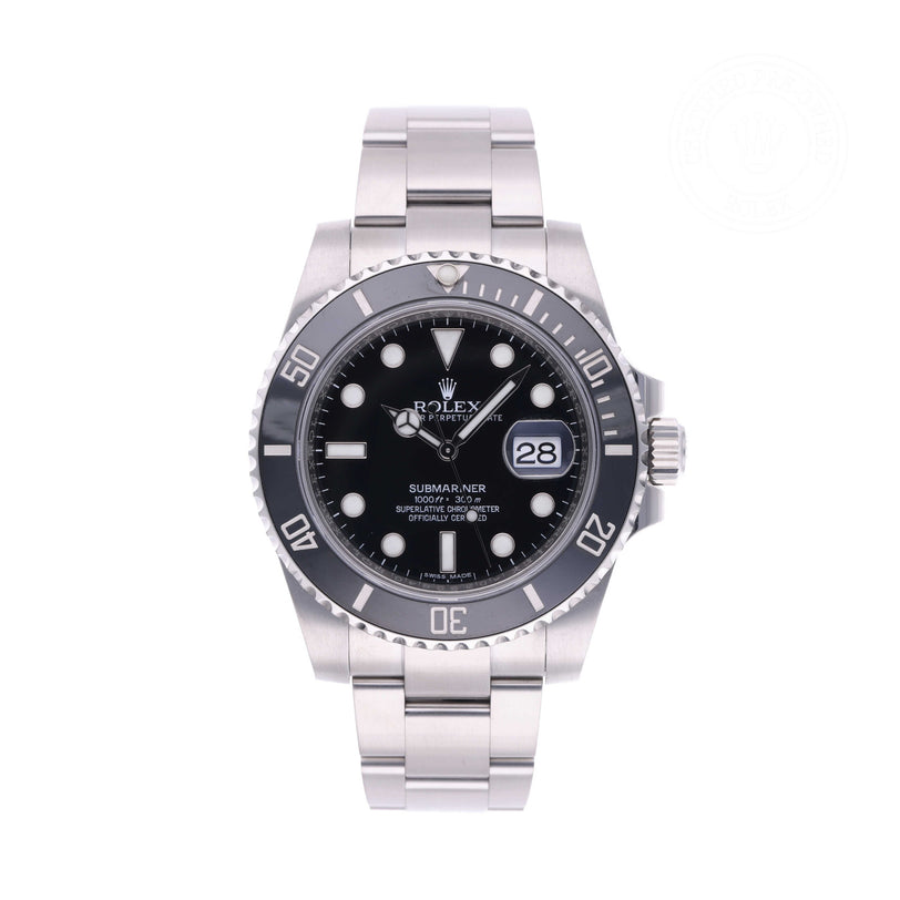 Rolex Certified Pre-owned Submariner M116610LN-0001 front on white background