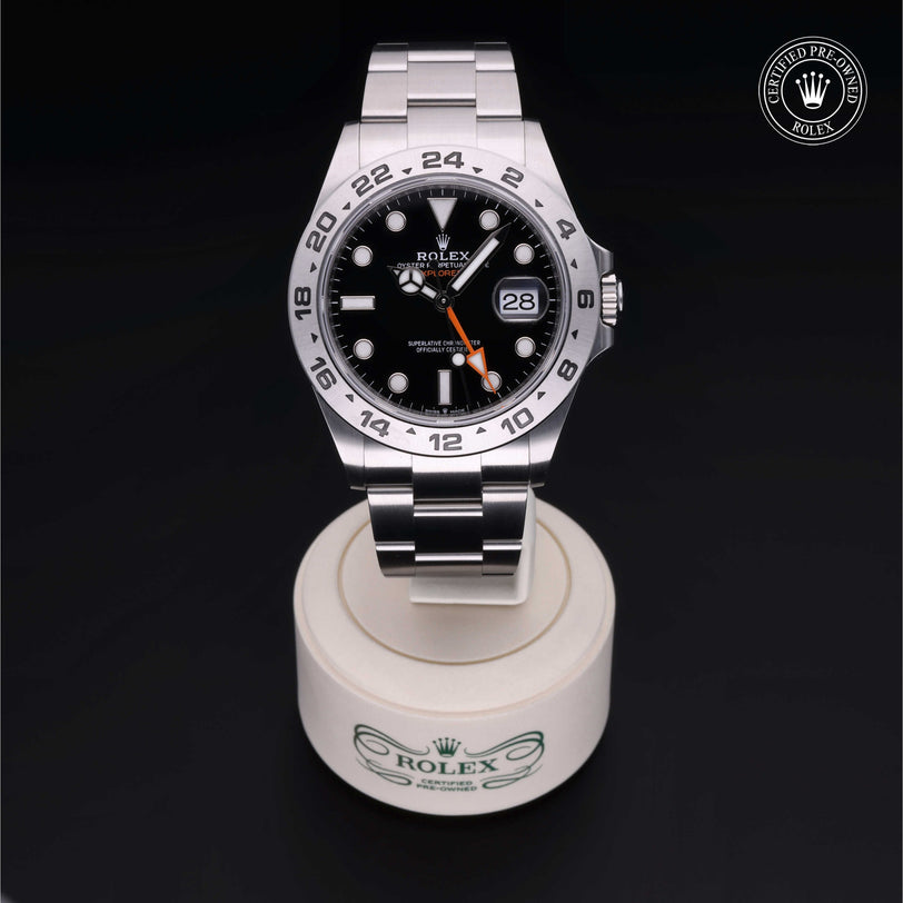 Rolex Certified Pre-owned Explorer M226570-0002 front on black background