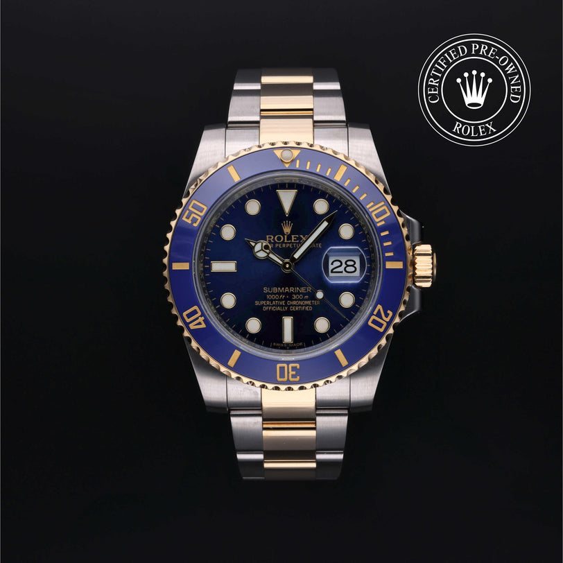 Rolex CPO Submariner M116613LB front on white background