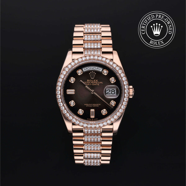 Rolex Certified Pre-owned Day-date M128345RBR-0041 front on black background