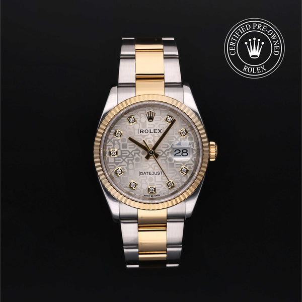 Rolex Certified Pre-owned Datejust M126233-0027 front on black background