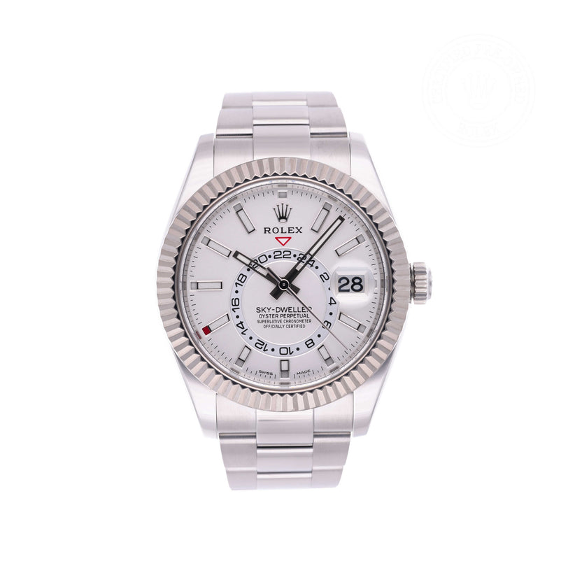 Rolex CPO Sky-Dweller M326934 front on white background