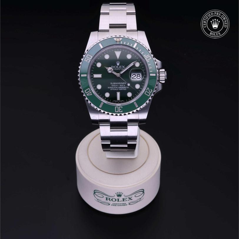 Rolex CPO Submariner M116610LV front on white background