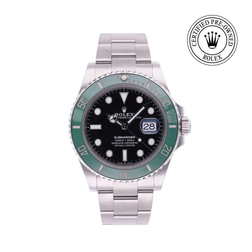 Rolex CPO Submariner M126610LV front on white background
