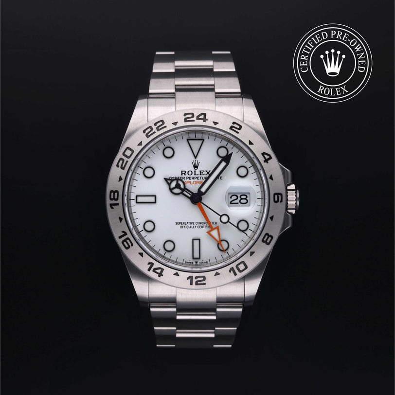 Rolex Certified Pre-owned Explorer M226570-0001 front on black background