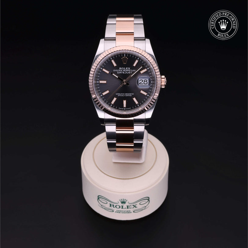 Rolex Certified Pre-owned Datejust M126231-0014 front on black background