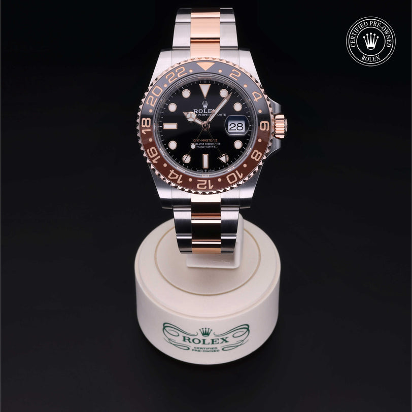 Rolex Certified Pre-owned GMT M126711CHNR-0002 front on black background
