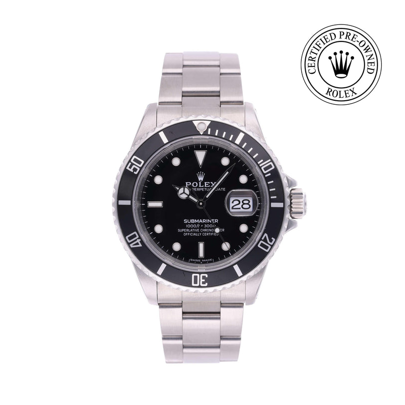 Rolex CPO Submariner M16610 front on white background