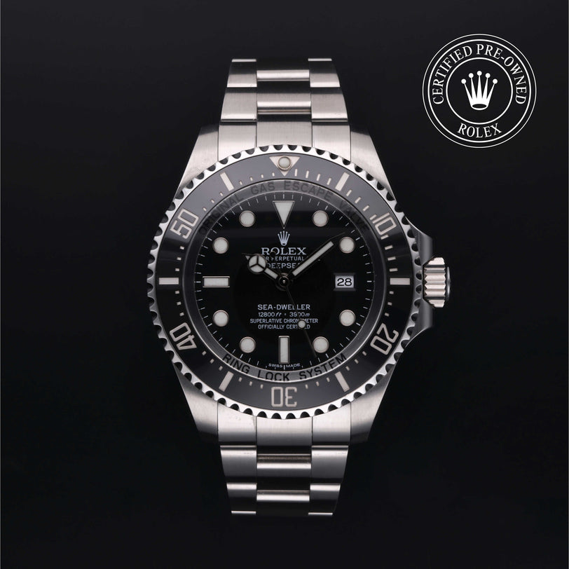 Rolex Certified Pre-owned Sea-Dweller M116660-0001 front on black background