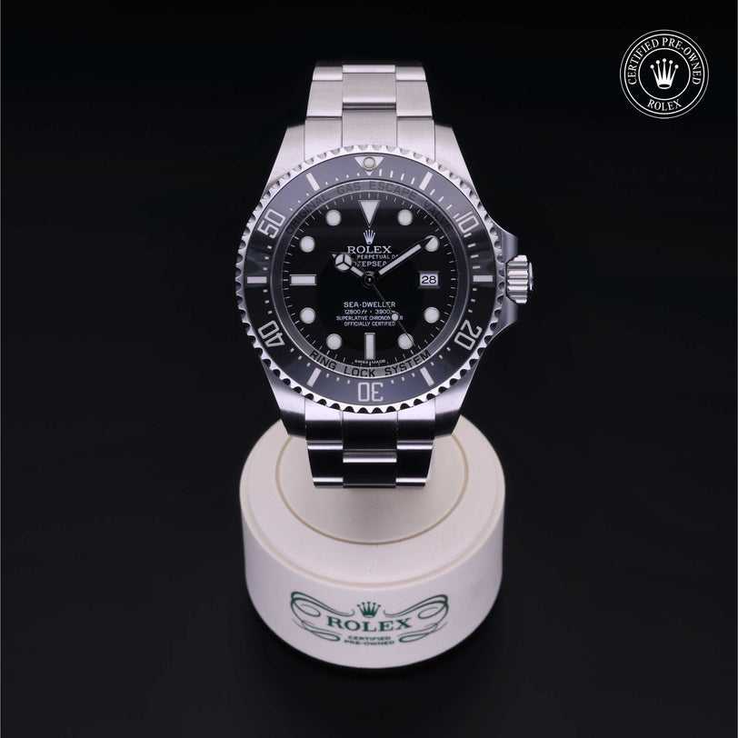 Rolex Certified Pre-owned Sea-Dweller M116660-0001 front on black background