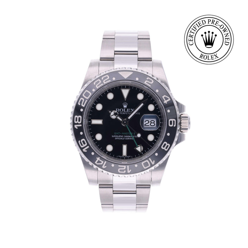 Rolex CPO GMT M116710LN front on white background