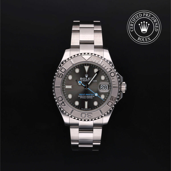 Rolex Certified Pre-owned Yacht-Master M268622-0002 front on black background