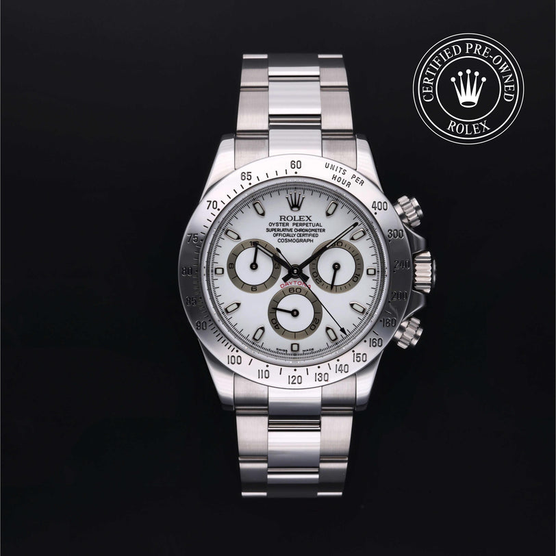 Rolex CPO Daytona M116520 front on white background