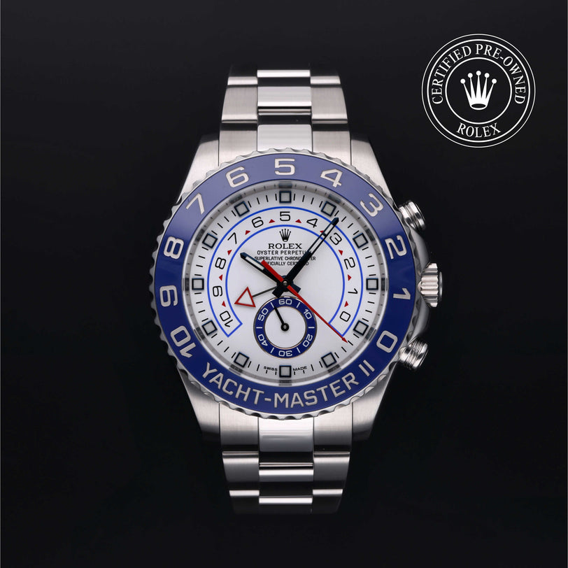 Rolex Certified Pre-owned Yacht-Master M116680-0001 front on black background