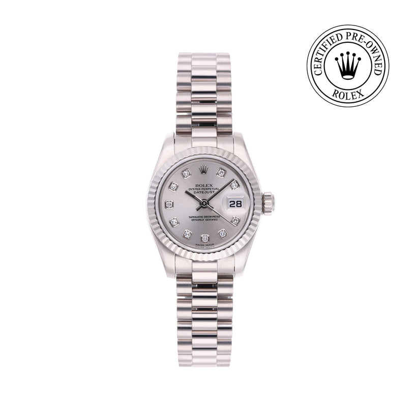 Rolex Certified Pre-owned Lady Datejust M179179-0066 front on white background