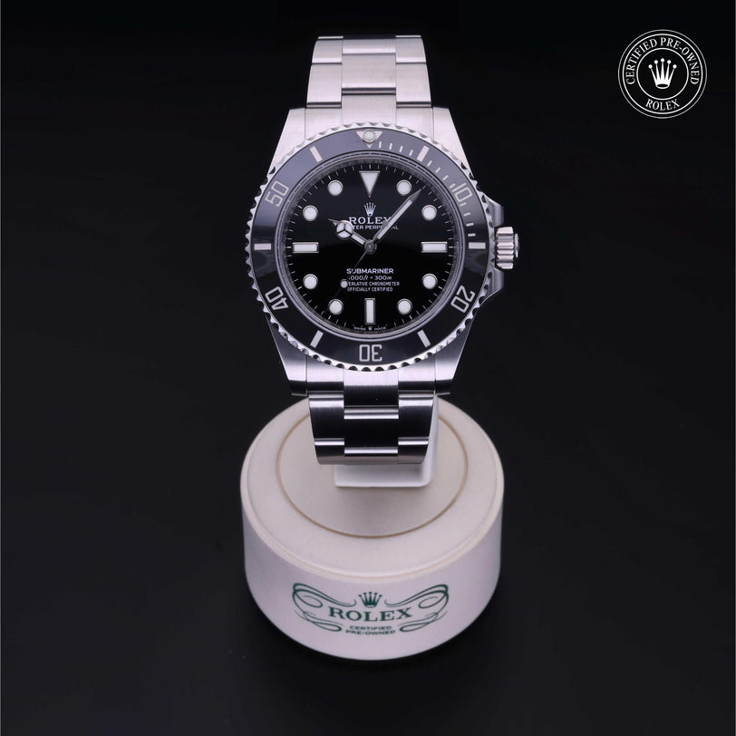 Rolex Certified Pre-owned Submariner M124060-0001 front on black background