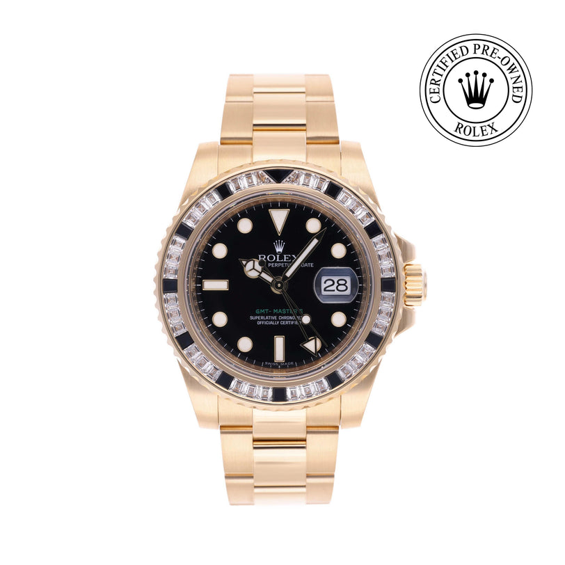 Rolex Certified Pre-owned GMT M116748SANR-0001 front on white background