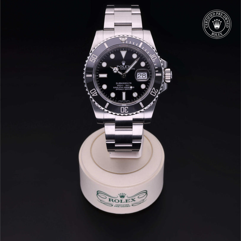 Rolex CPO Submariner M116610LN front on white background