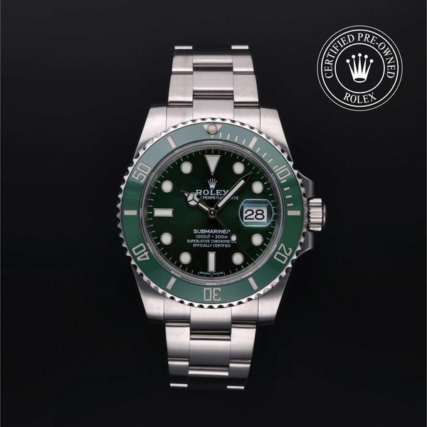 Rolex CPO Submariner M116610LV front on white background