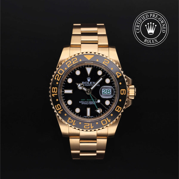 Rolex CPO GMT M116718LN front on white background