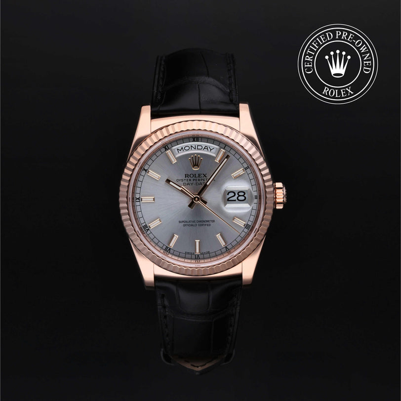 Rolex Certified Pre-owned Day-date M118135-0005 front on black background
