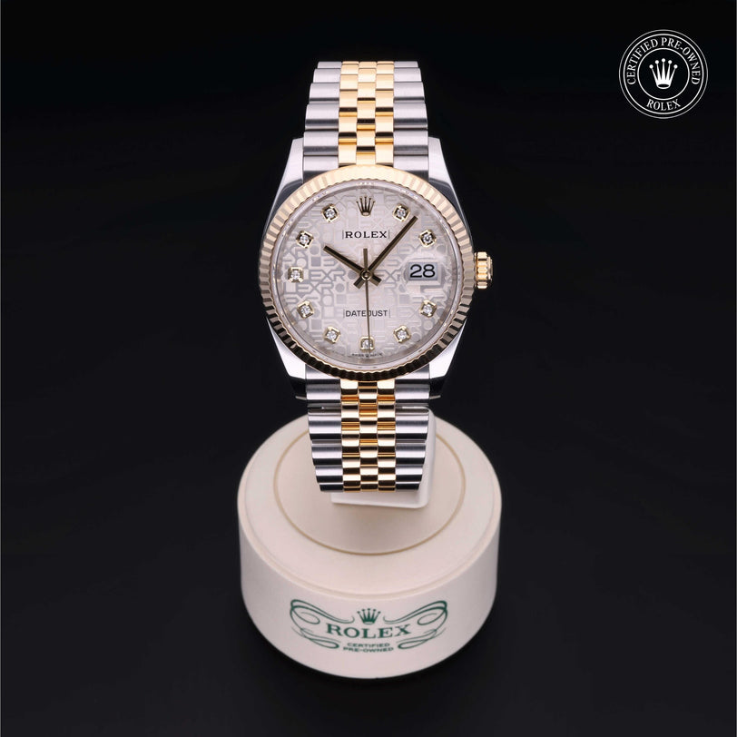 Rolex Certified Pre-owned Datejust M126233-0027 front on black background