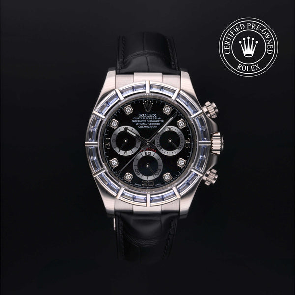 Rolex Certified Pre-owned Daytona M116589SACI-0004 front on black background