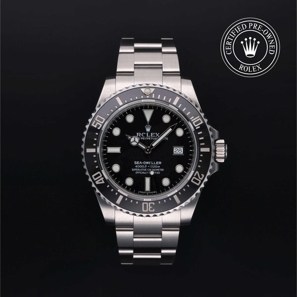 Rolex Certified Pre-owned Sea-Dweller M116600-0003 front on black background