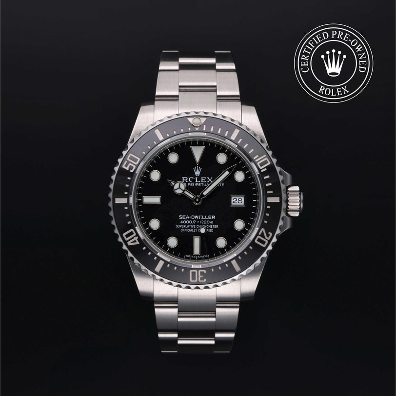 Rolex Certified Pre-owned Sea-Dweller M116600-0003 front on black background