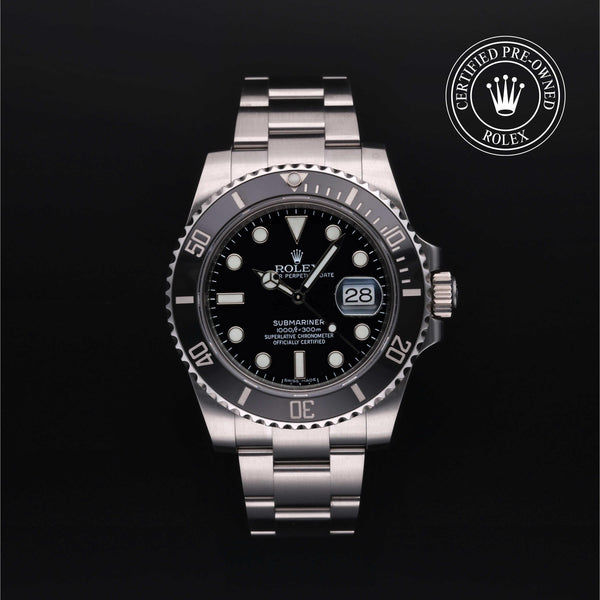 Rolex Certified Pre-owned Submariner M116610LN-0001 front on black background