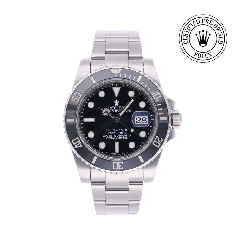 Rolex Certified Pre-owned Submariner M116610LN-0001 front on white background